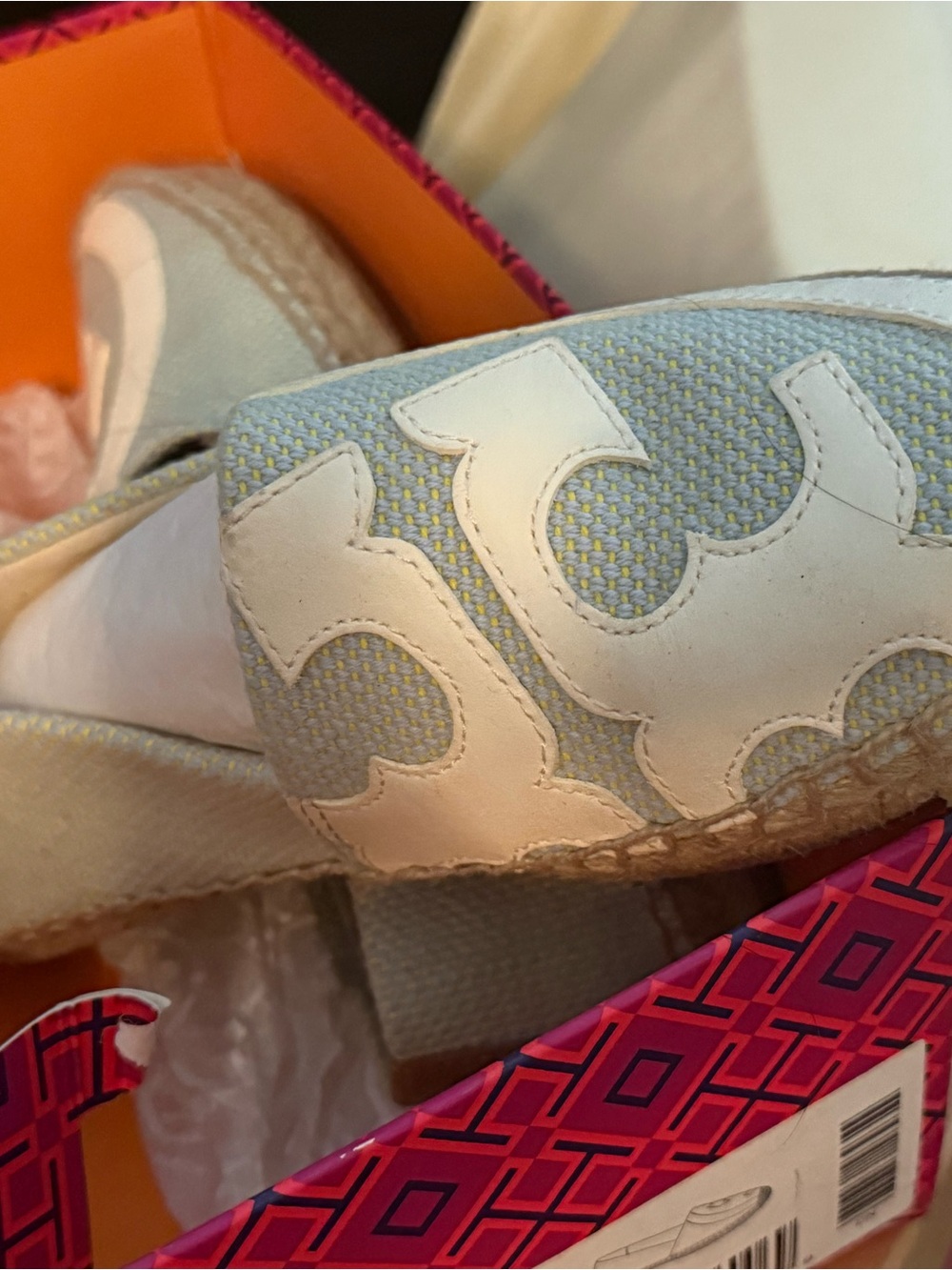 Women's light blue- White tEspadrille Slip-On Shoes